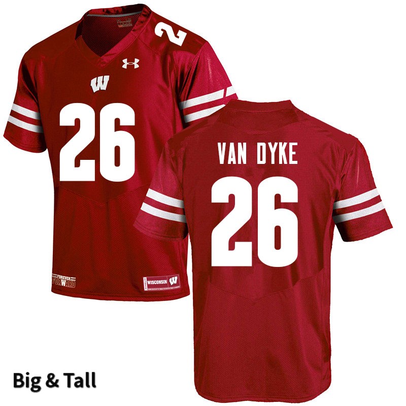 Wisconsin Badgers Men's #26 Jack Van Dyke NCAA Under Armour Authentic Red Big & Tall College Stitched Football Jersey WE40G11QY